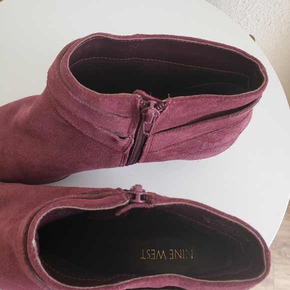 #Nine West Lina Women Burgundy Suede Wedges Booties - Picture 13 of 16